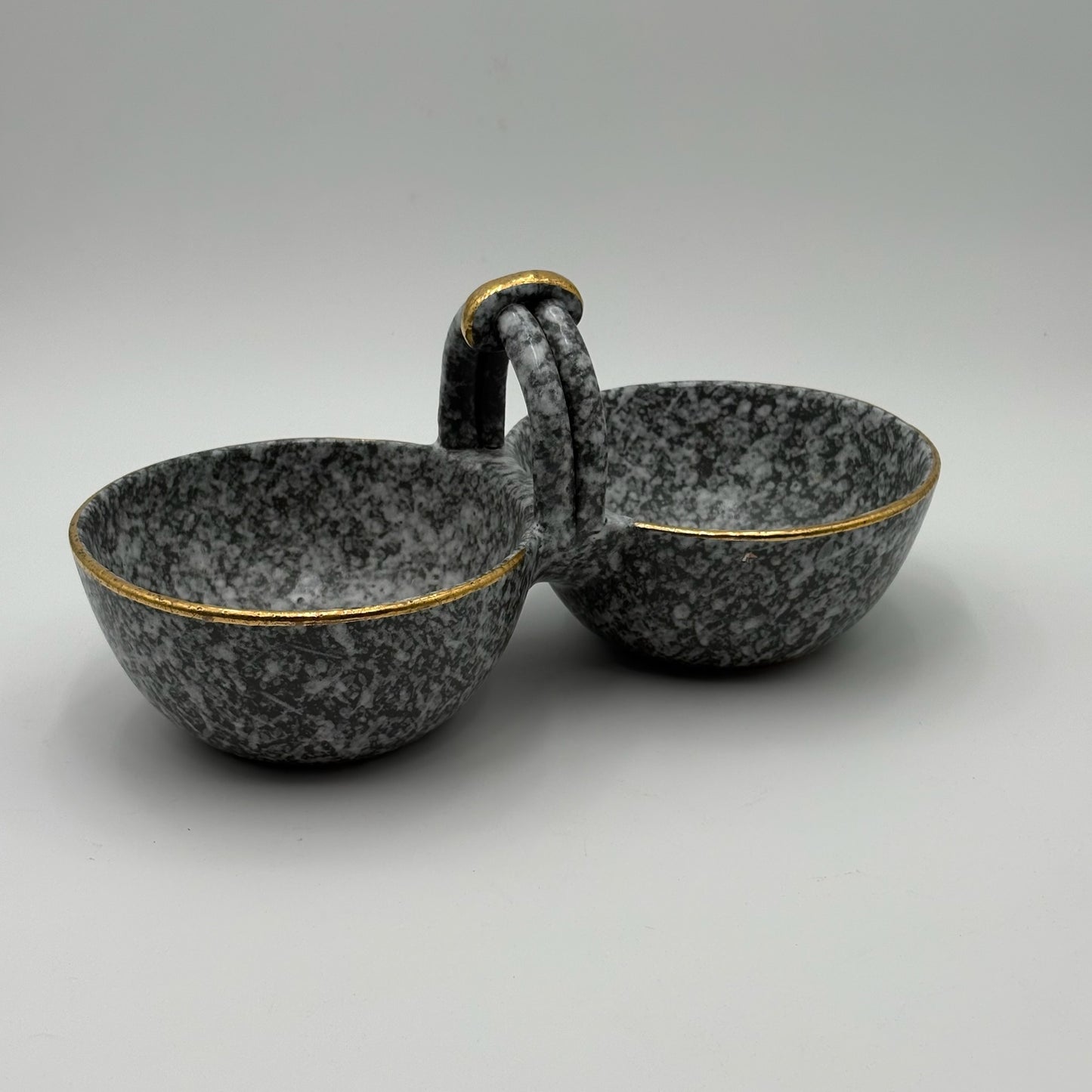 Haley Ceramic Double Dip Bowl With Handle