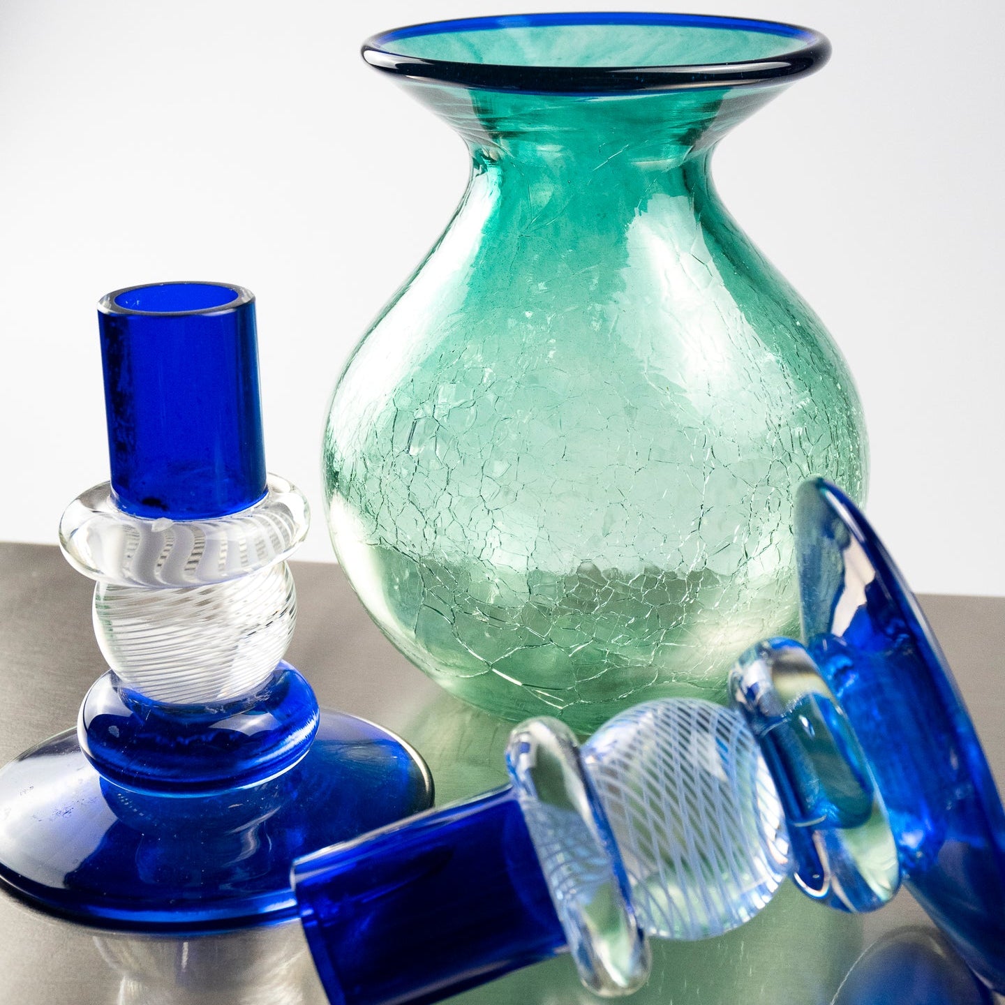 Cobe Vintage Glass Candlestick Set