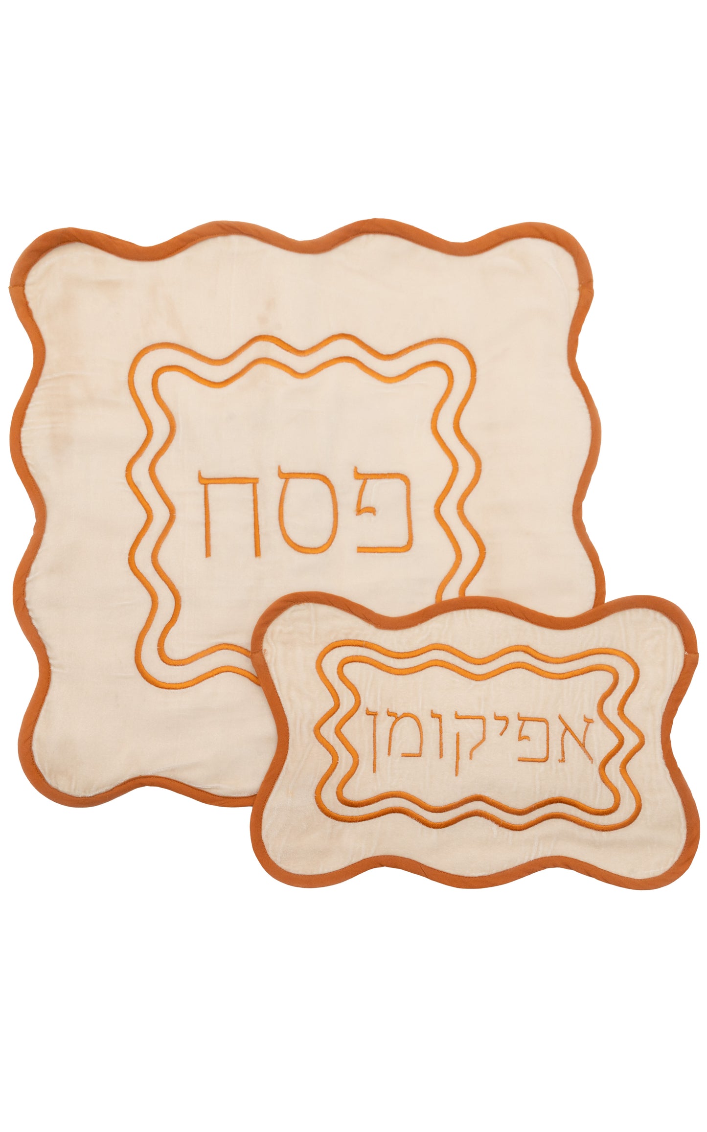 Matzah Cover Set - Rust Creme Velvet