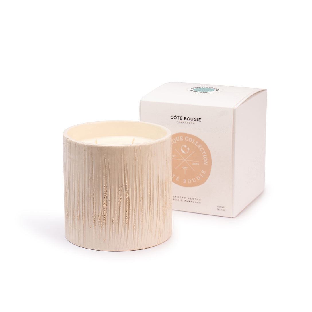 Striée Blanc Ceramic Candle