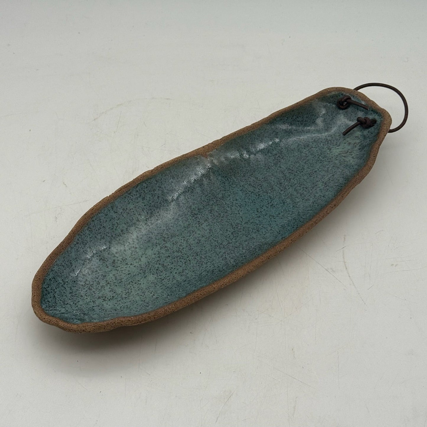 Celie Ceramic Platter with Leather Handle- Small