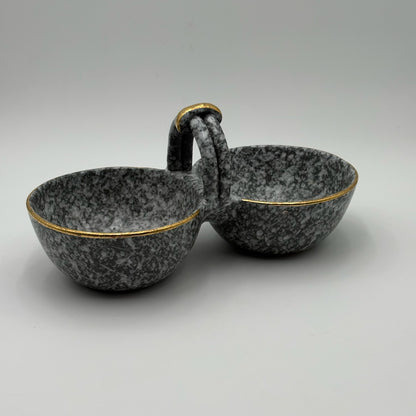 Haley Ceramic Double Dip Bowl With Handle