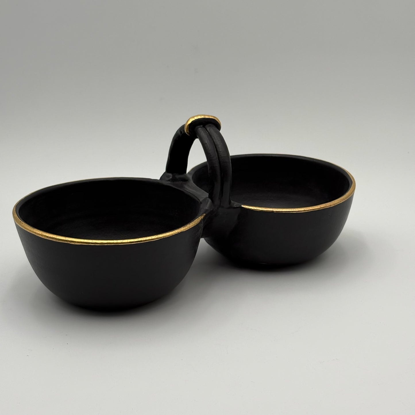 Haley Ceramic Double Dip Bowl With Handle