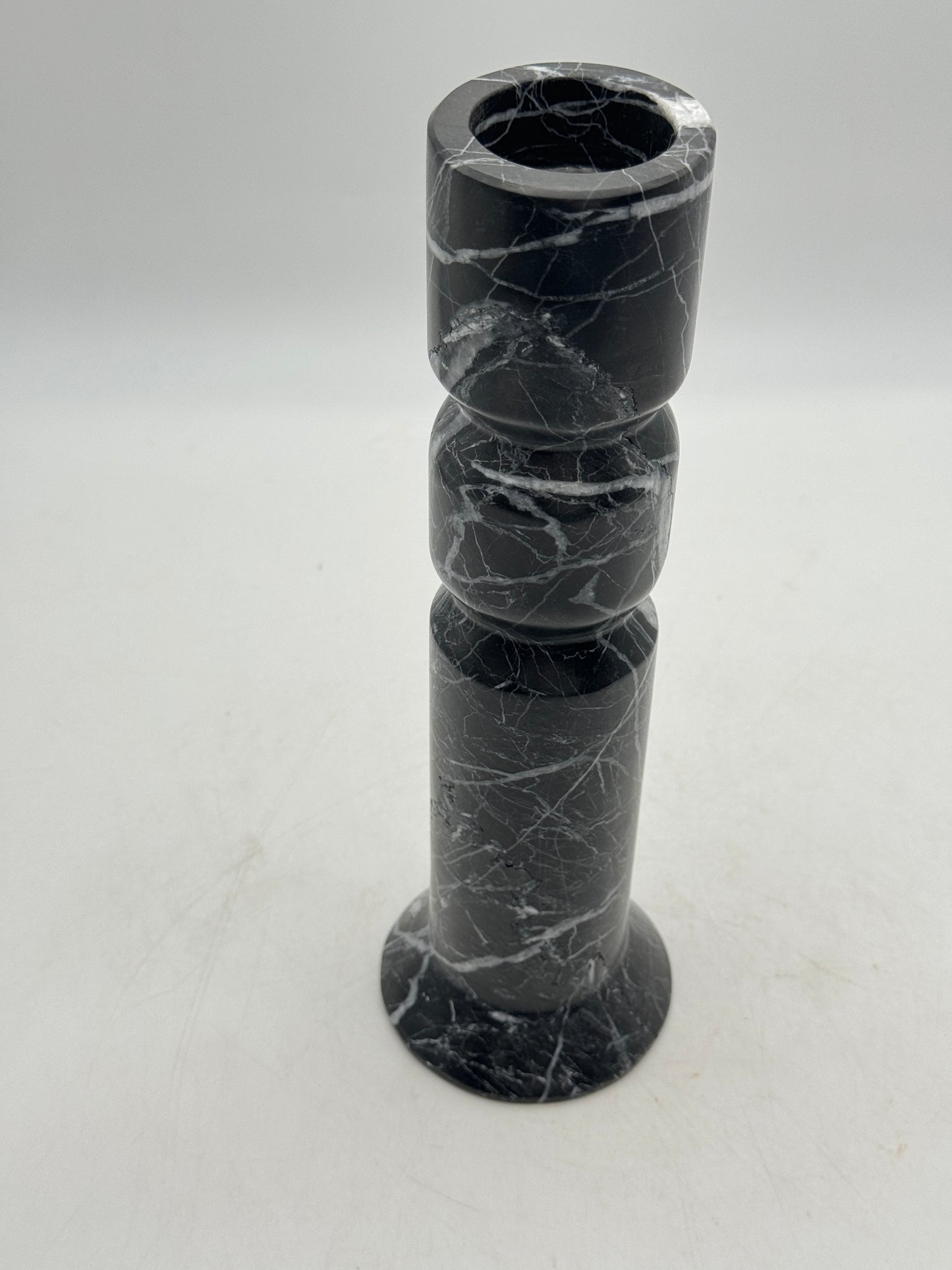 Ashly Black Marble Candlestick Holders - Set of 2