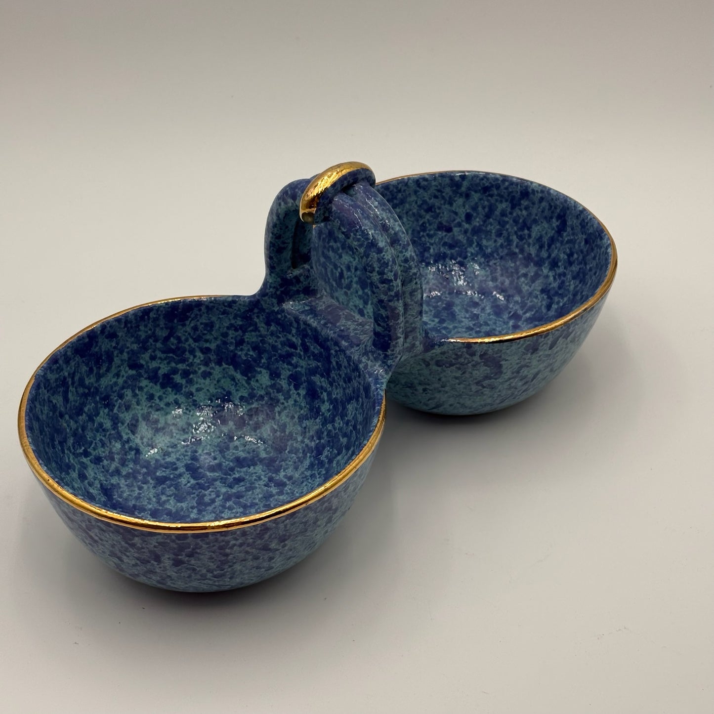 Haley Ceramic Double Dip Bowl With Handle