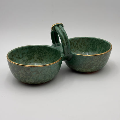 Haley Ceramic Double Dip Bowl With Handle