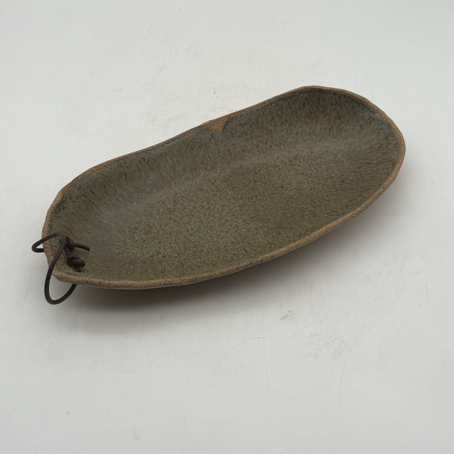 Celie Ceramic Platter with Leather Handle- Small