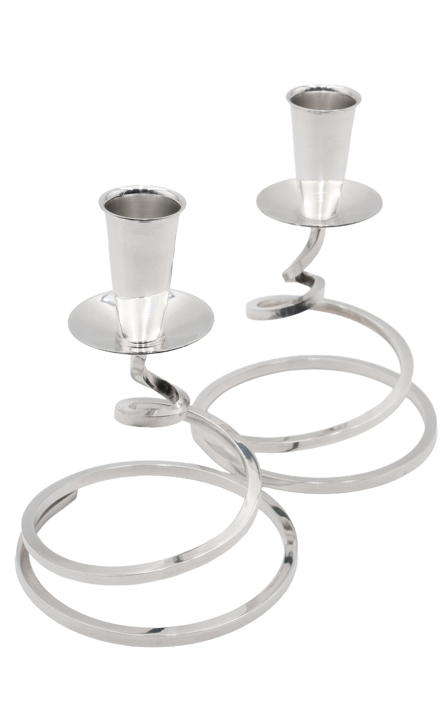 Sapir Spiral Silverplate Vintage Candlestick Holders