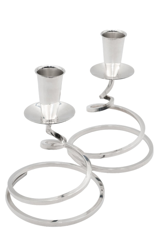Sapir Spiral Silverplate Vintage Candlestick Holders