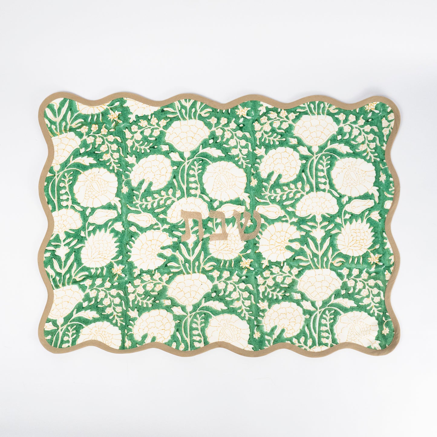 Pom Green Linen Challah Cover