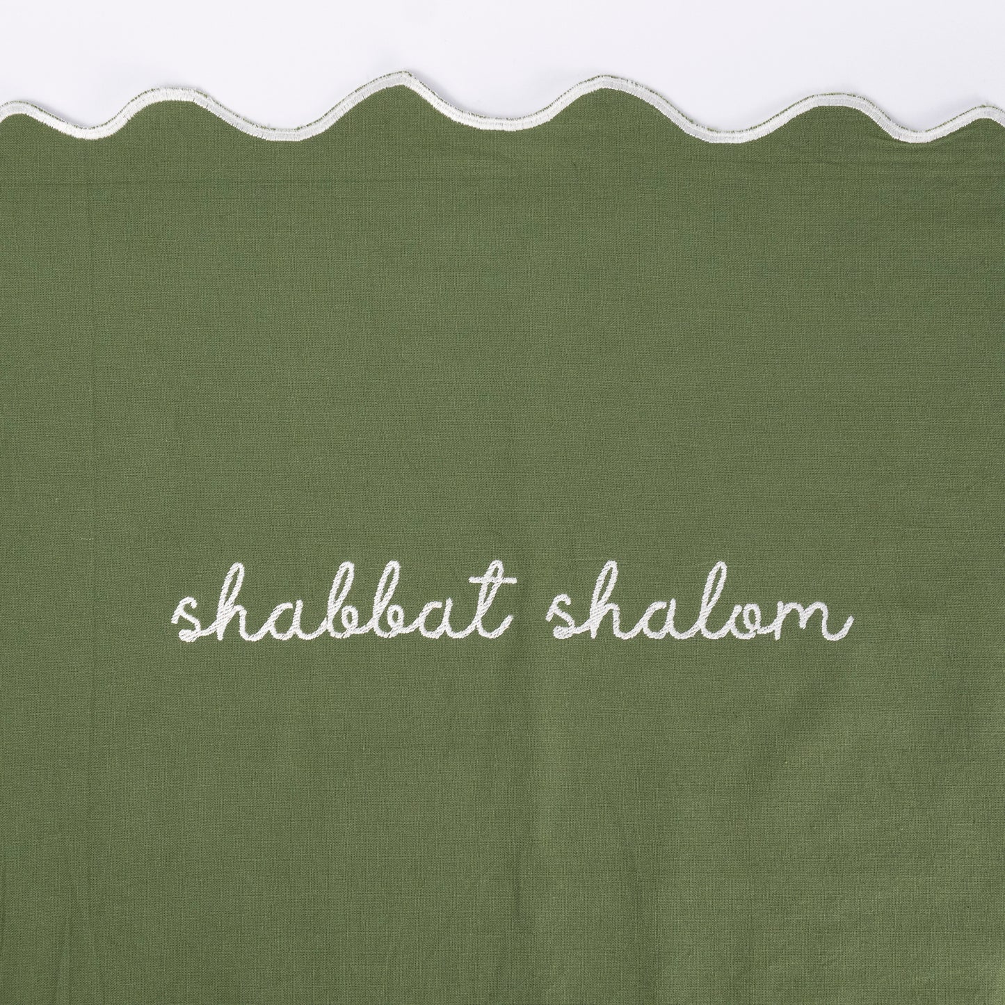 Sage Script Linen Challah Cover