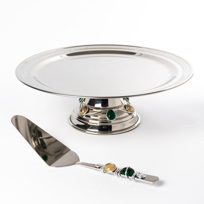 Teera Gemstone Cake Plate with Server