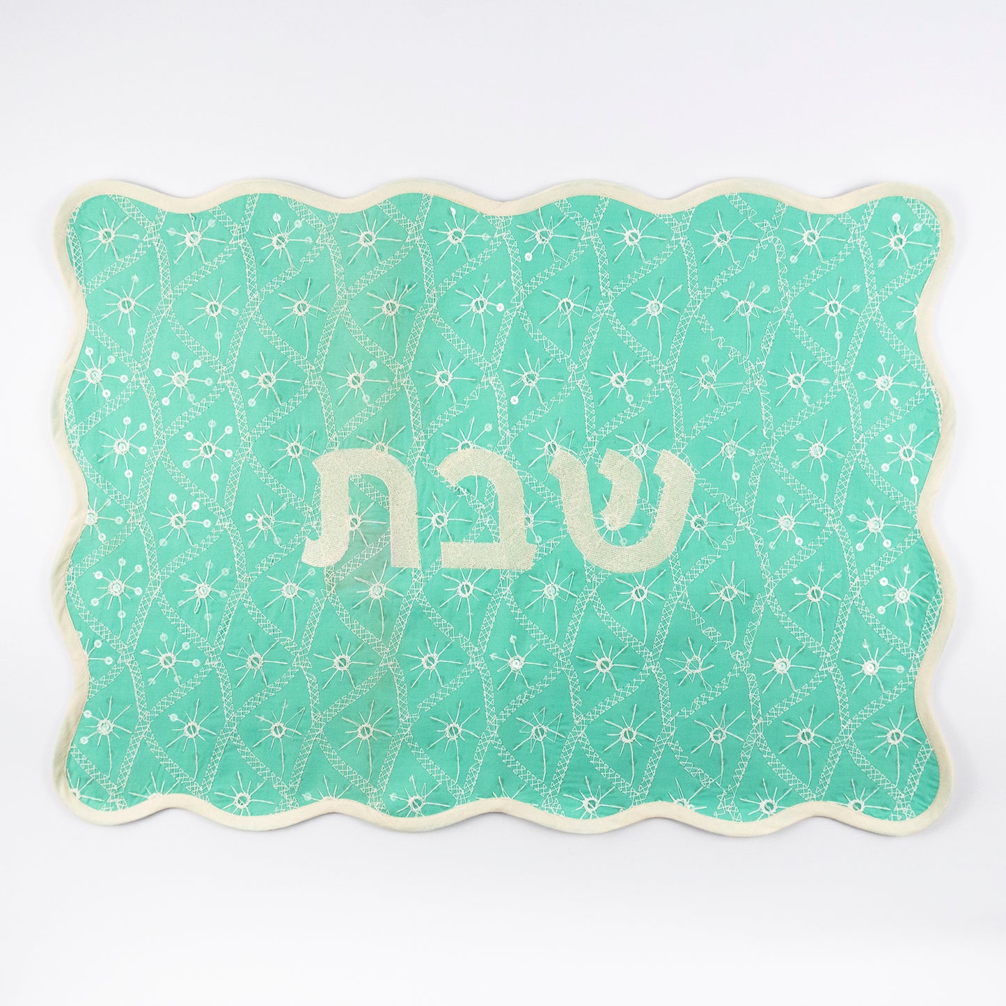 SeaFoam Embroidered Linen Challah Cover