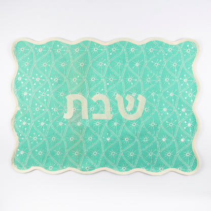 SeaFoam Embroidered Linen Challah Cover