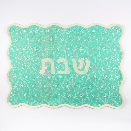SeaFoam Embroidered Linen Challah Cover