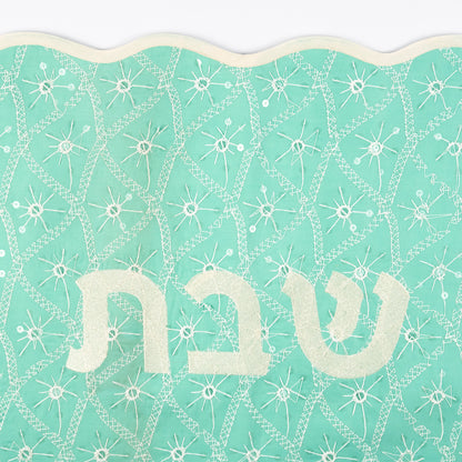 SeaFoam Embroidered Linen Challah Cover