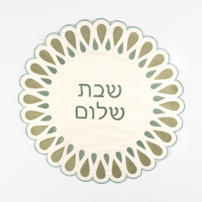 Aliza Round Linen Challah Cover