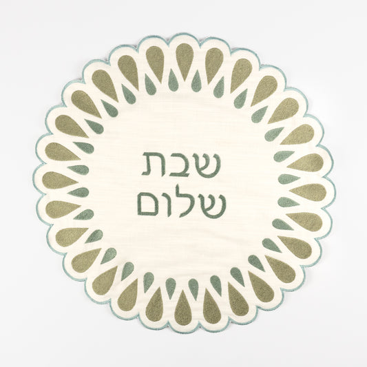 Aliza Round Linen Challah Cover