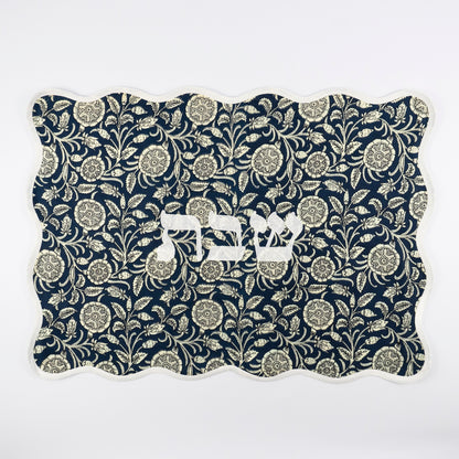 Indigo Paisley Linen Challah Cover