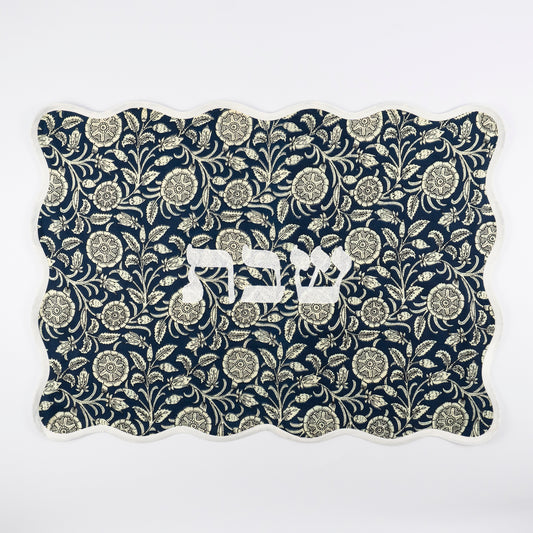 Indigo Paisley Linen Challah Cover