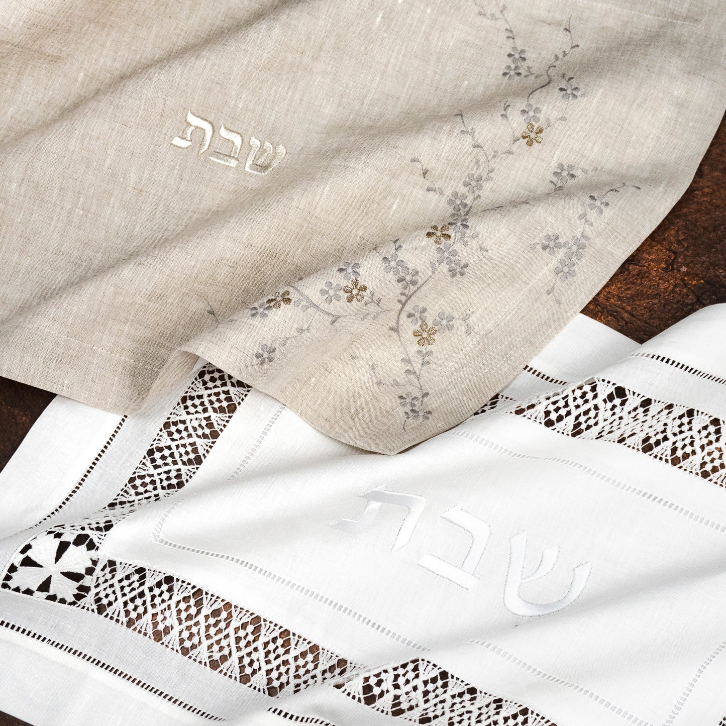 Koren Embroidered Linen Challah Cover