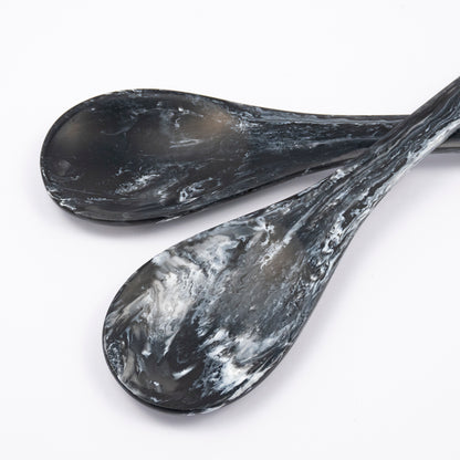 Gau Resin Serving Spoons in Black Marble