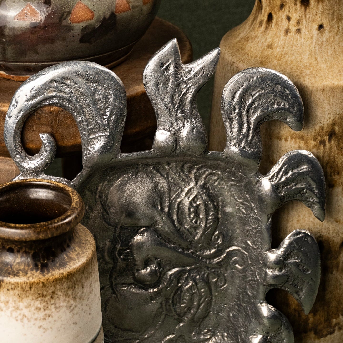 Hairo Vintage Silver Sun Face Dish