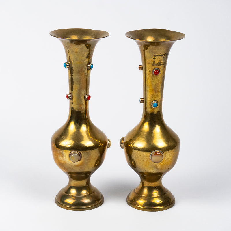 Asha Vintage Brass Vases - Set of Two