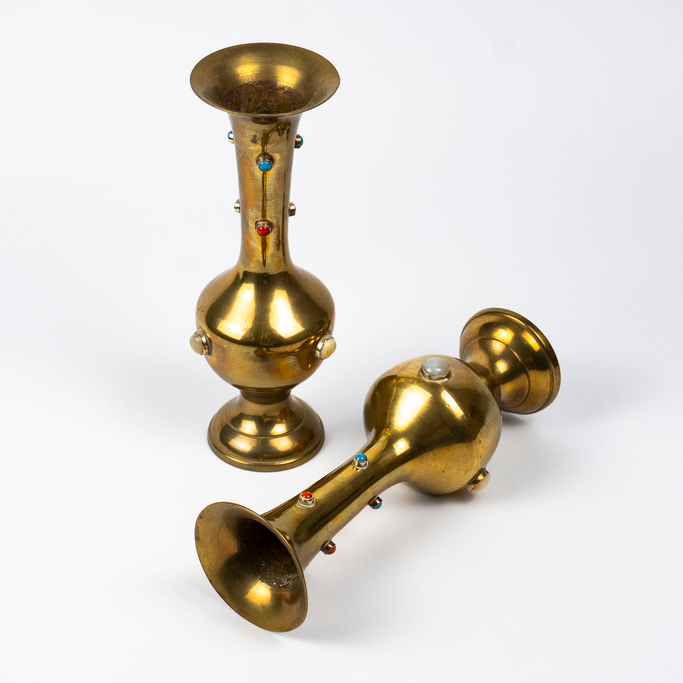 Asha Vintage Brass Vases - Set of Two