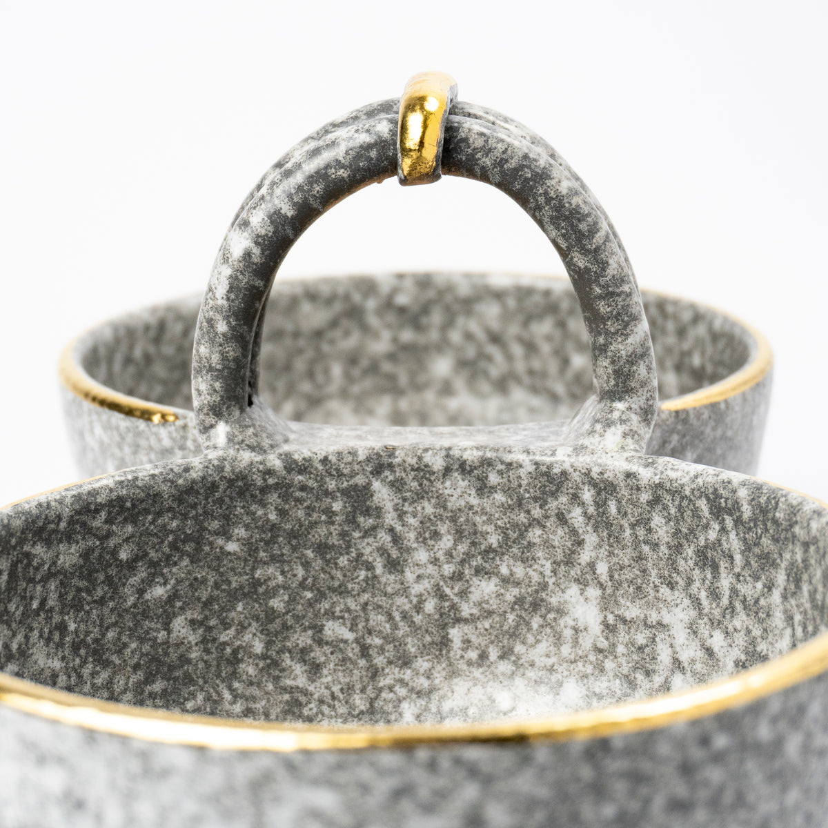 Haley Ceramic Double Dip Bowl With Handle