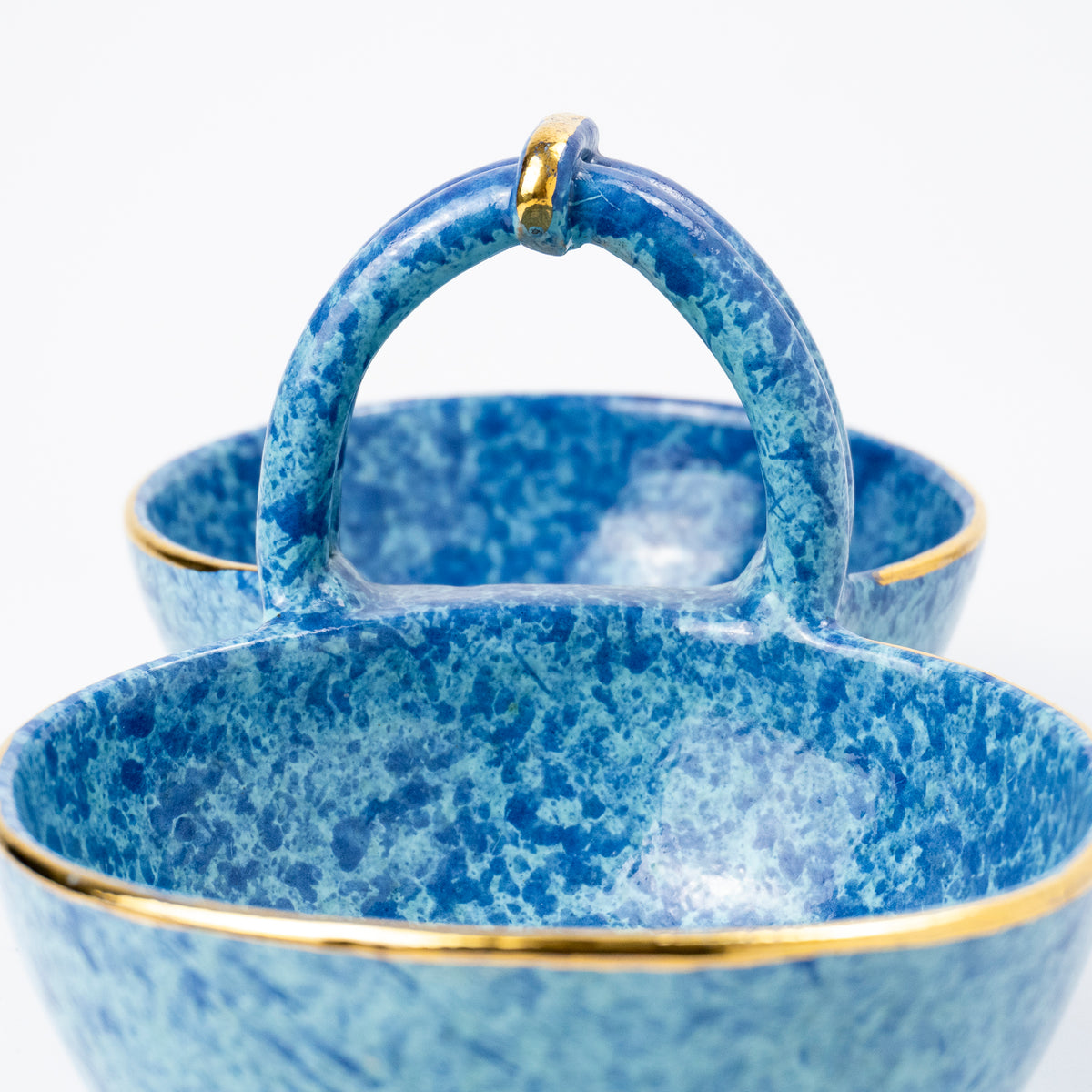 Haley Ceramic Double Dip Bowl With Handle