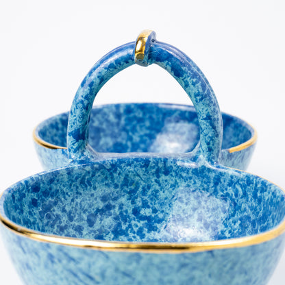 Haley Ceramic Double Dip Bowl With Handle