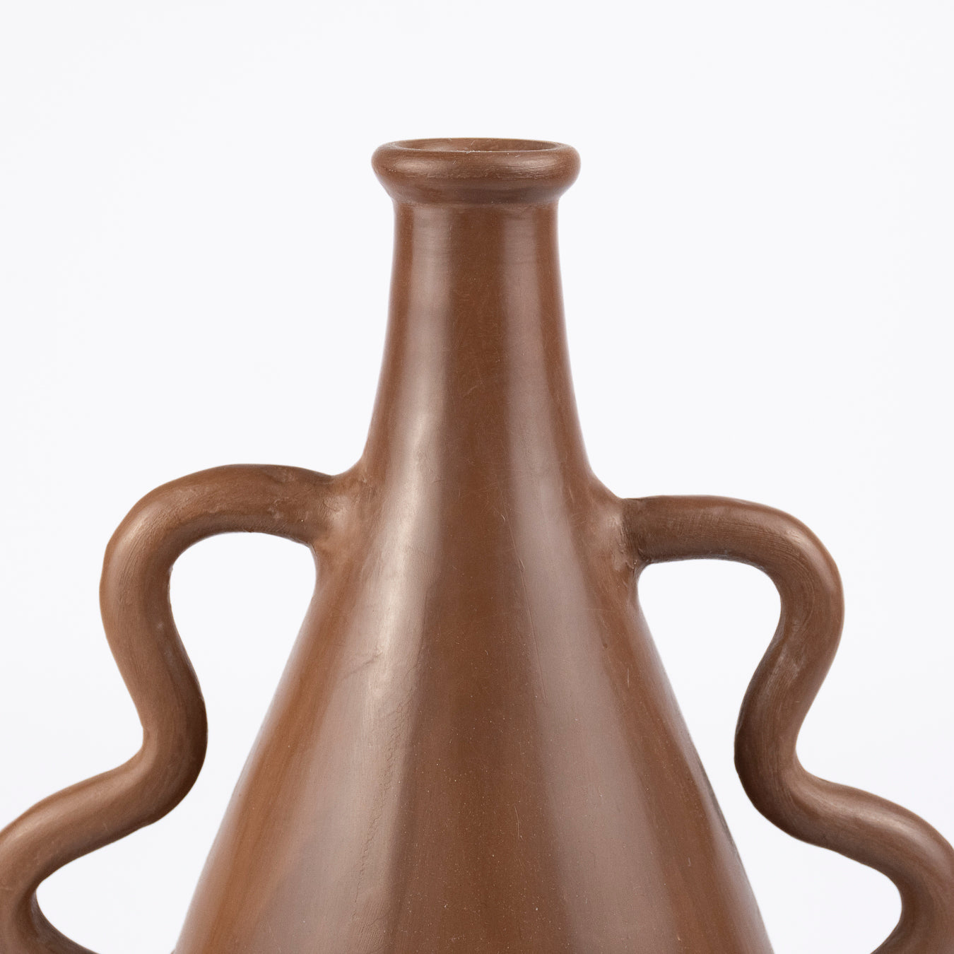 Shirley - Wavy Handled Vase - Rust Brown