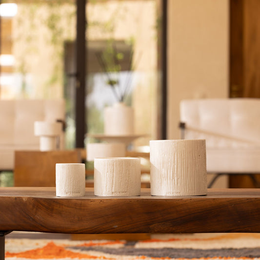 Striée Blanc Ceramic Candle