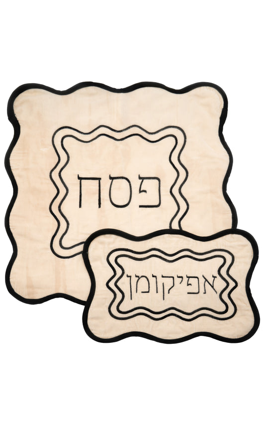 Matzah Cover Set - Midnight Creme Velvet