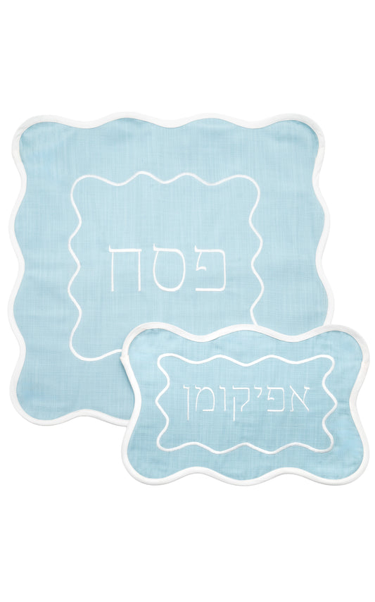 Matzah Cover Set - Azure Linen