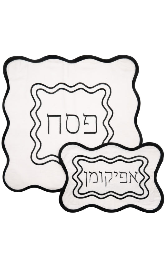 Matzah Cover Set - Black on White