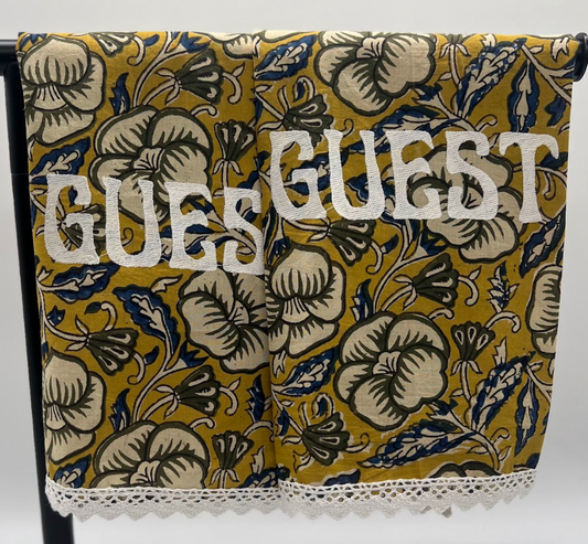 Olive Printed Guest Towels - Set of 2