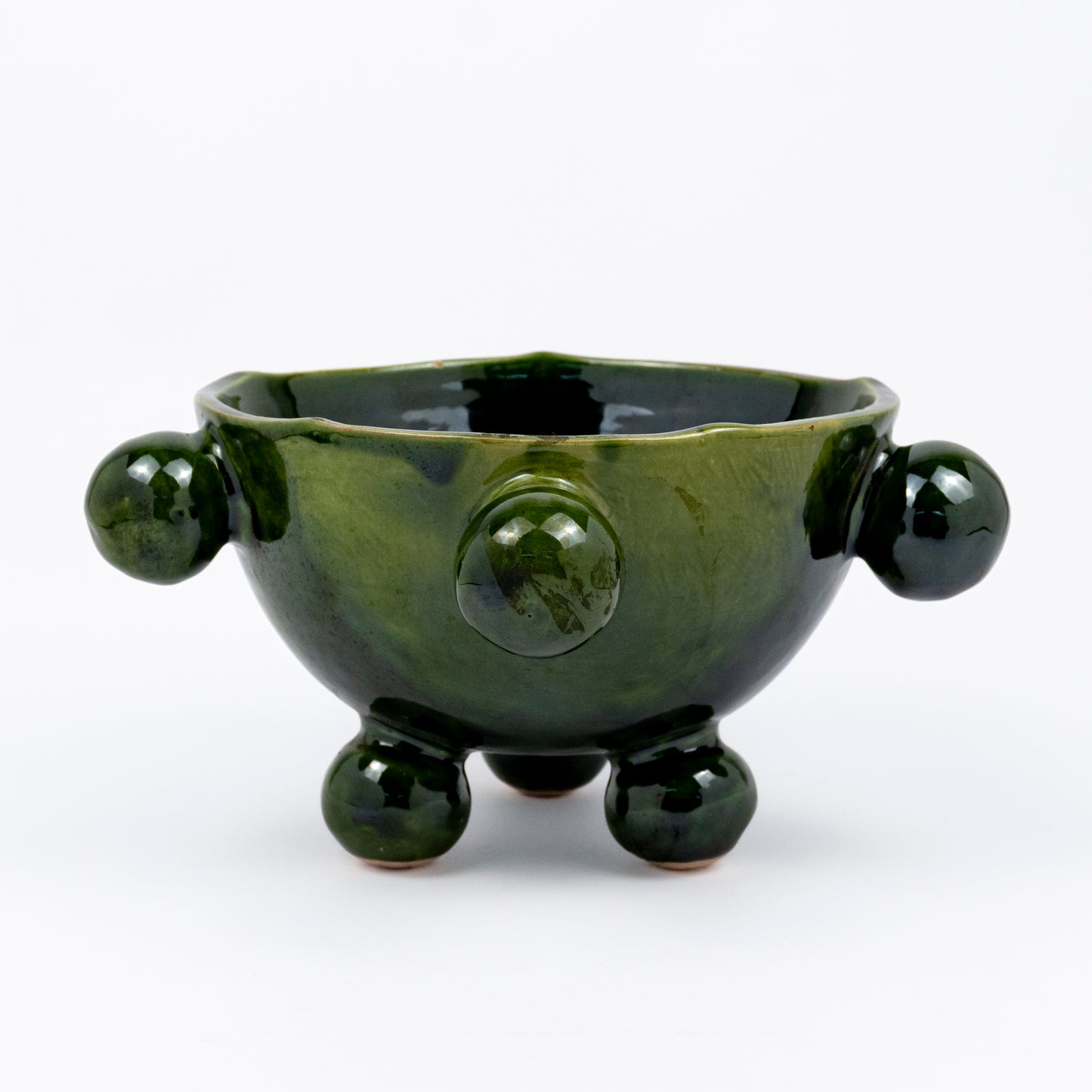 Ballo medium ceramic bowl, emerald green glaze, organic rim