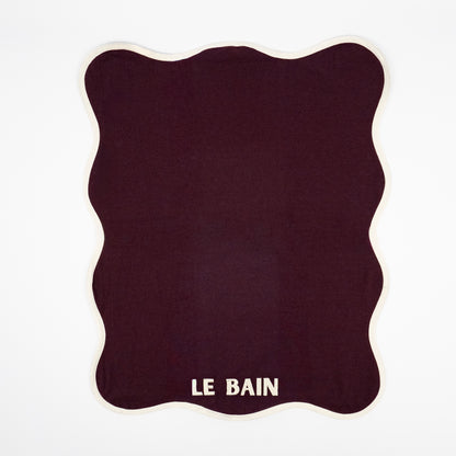 Betti Le Bain aubergine cotton guest towels, cream LE BAIN embroidery, cream trim, set of two