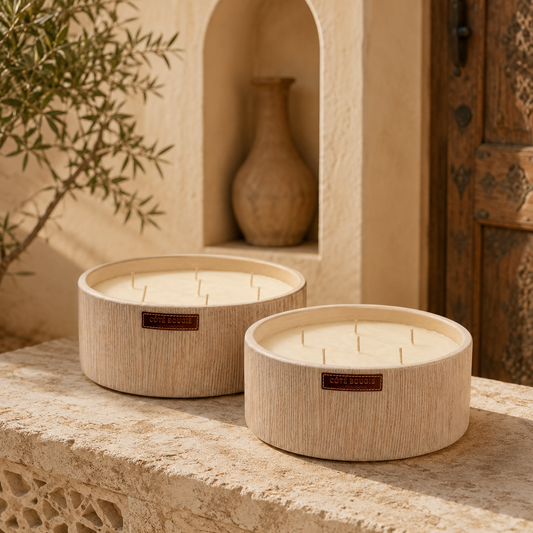 Striée Blanc Ceramic Plate Candle
